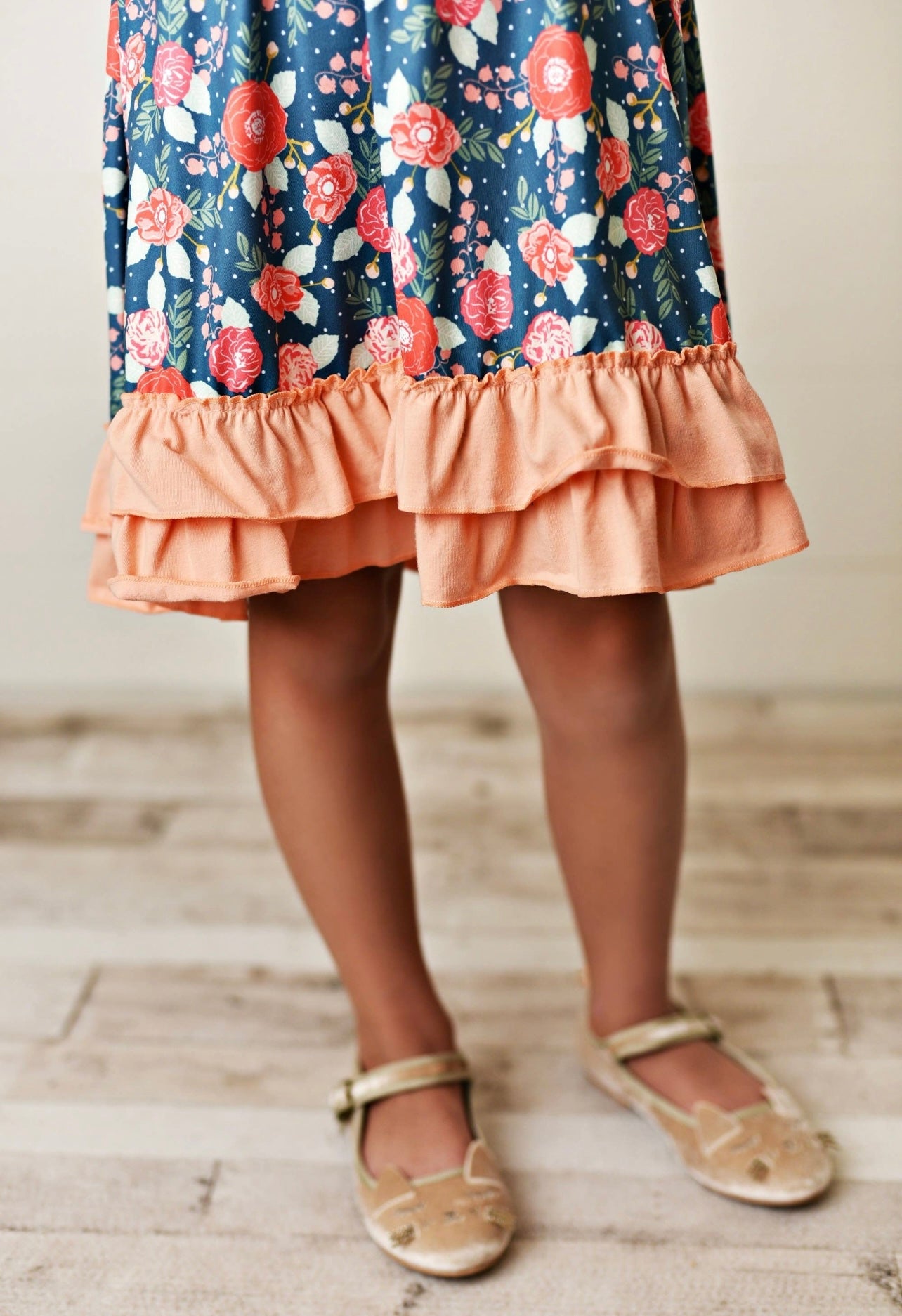 Kids Coral Floral Spring Dress