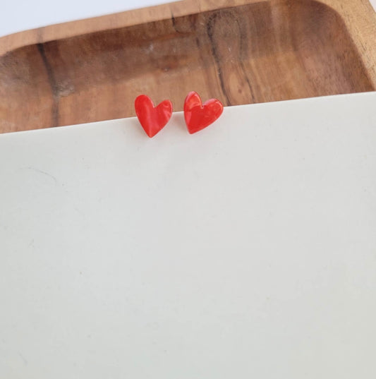 Hand Drawn Heart Studs