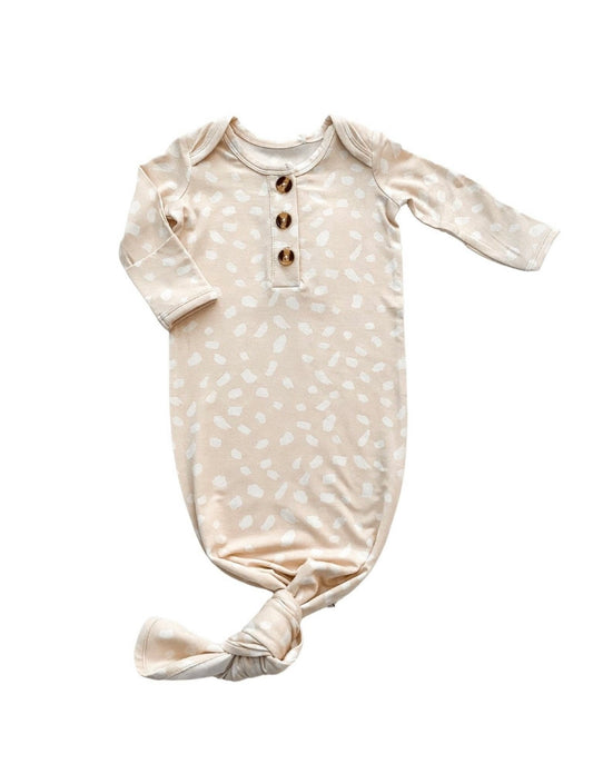 Knotted Baby Gown- Sand Spotted