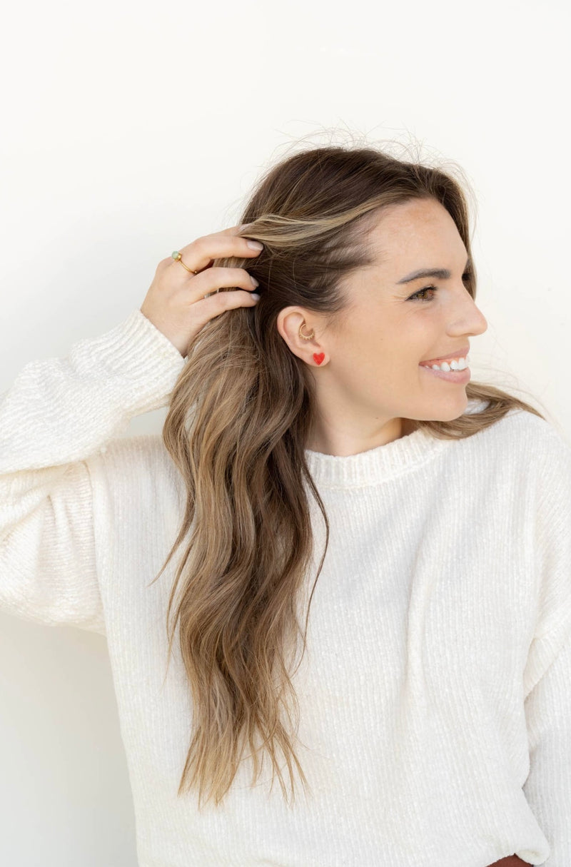 Hand Drawn Heart Studs