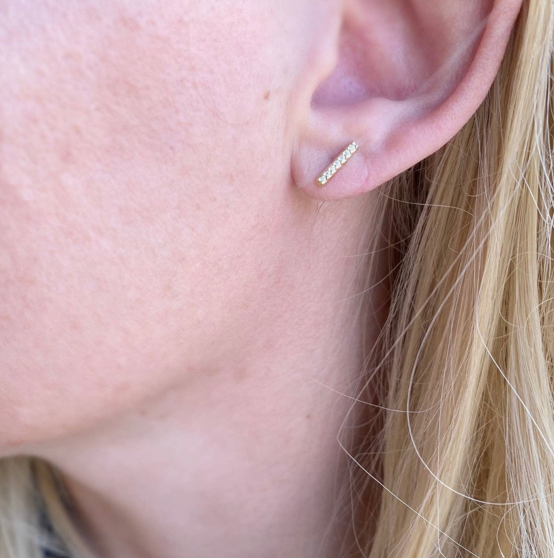 Dainty Bar Stud Earrings