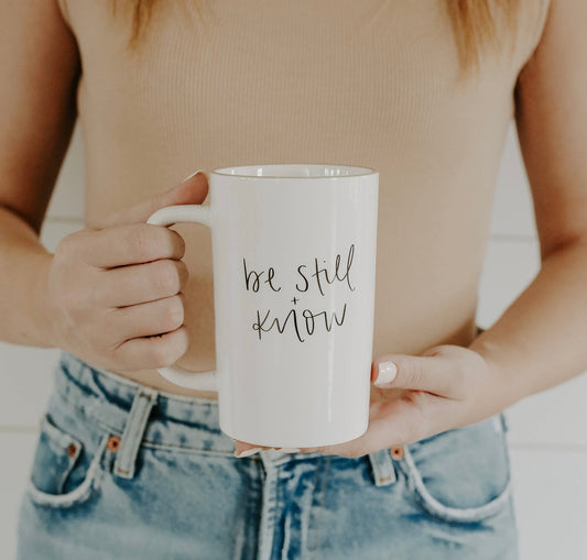 Be Still & Know Tall Speckled Mug