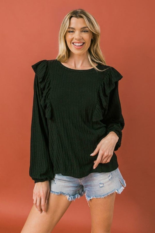 Ruffle Detail Knit Top