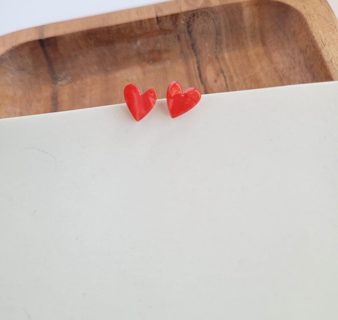 Hand Drawn Heart Studs