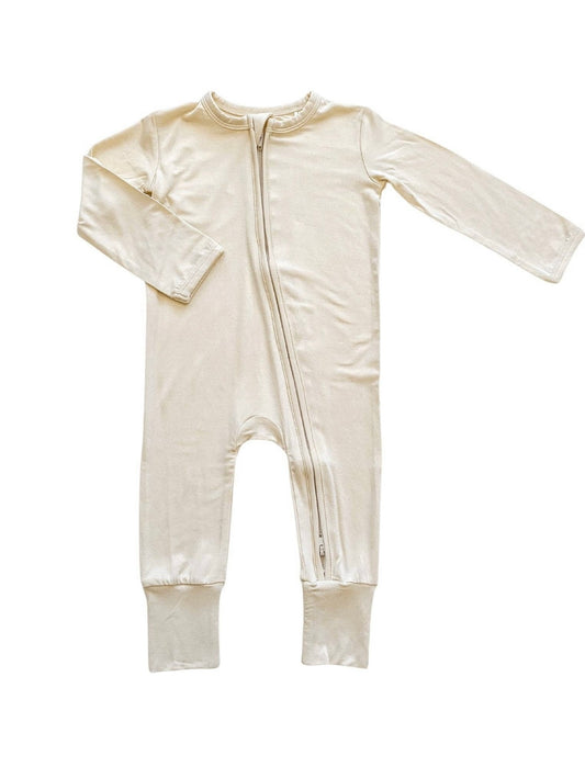 Bamboo Zipper Romper- Cream