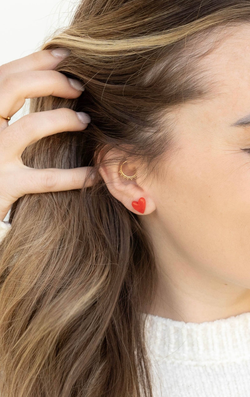 Hand Drawn Heart Studs