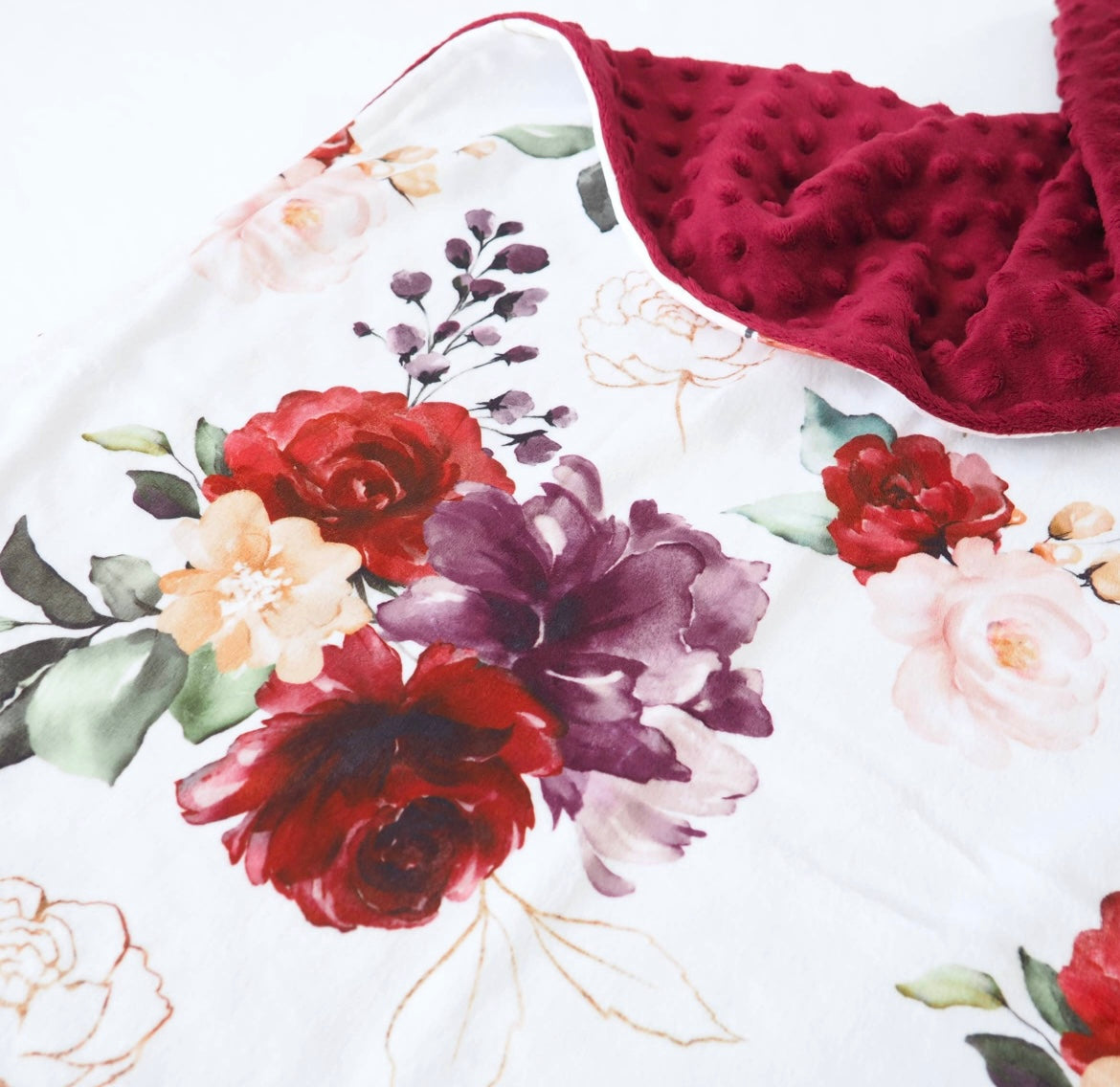 Minky Red Floral Blanket