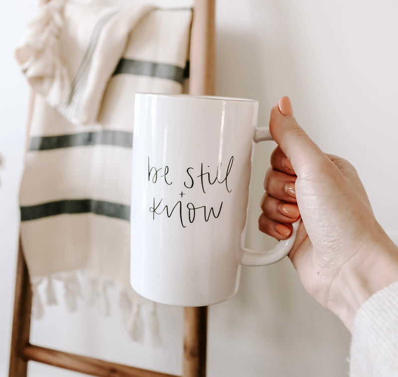 Be Still & Know Tall Speckled Mug